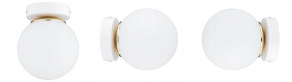 Deckenleuchte Glas Metall Weiß Gold E27 B:14 cm Modern Leuchte
