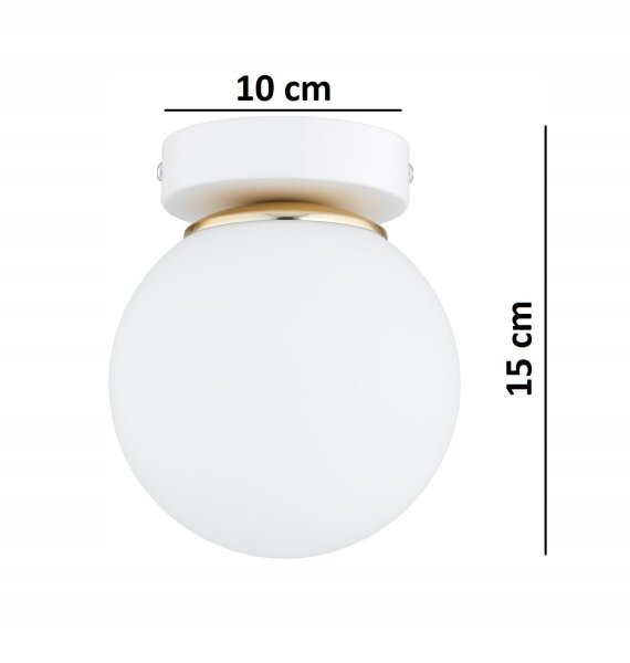Deckenleuchte Glas Metall Weiß Gold E27 B:14 cm Modern Leuchte
