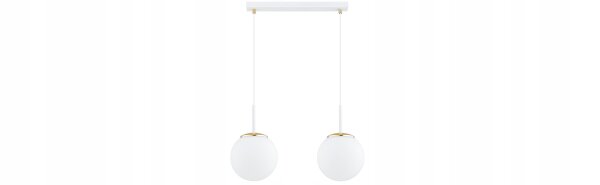 Pendelleuchte 2-flammig Glas Weiß Gold E27 L:40 cm Leuchte