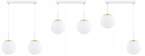 Pendelleuchte 2-flammig Glas Weiß Gold E27 L:40 cm