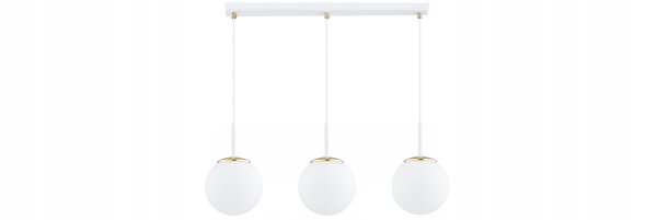 Pendelleuchte 3-flammig Glas Weiß Gold E27 L:60 cm Leuchte