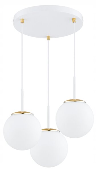 Pendelleuchte 3-flammig Glas Weiß Gold E27 B:30 cm Leuchte