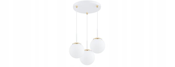 Pendelleuchte 3-flammig Glas Weiß Gold E27 B:30 cm Leuchte