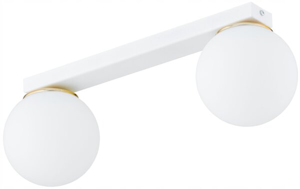Deckenlampe Glas Weiß Gold 2-flammig E27 L:40 cm Modern Leuchte