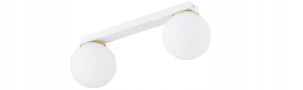 Deckenlampe Glas Weiß Gold 2-flammig E27 L:40 cm Modern Leuchte