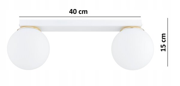 Deckenlampe Glas Weiß Gold 2-flammig E27 L:40 cm Modern Leuchte