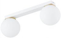 Deckenlampe Glas Wei&szlig; Gold 2-flammig E27 L:40 cm Modern