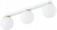 Deckenleuchte Glas Wei&szlig; Gold 3-flammig E27 L:60 cm