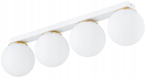 Deckenlampe 4-flammig Glas Weiß Gold E27 L:60 cm Modern Leuchte