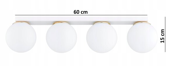 Deckenlampe 4-flammig Glas Weiß Gold E27 L:60 cm Modern Leuchte