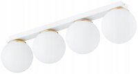 Deckenlampe 4-flammig Glas Wei&szlig; Gold E27 L:60 cm Modern