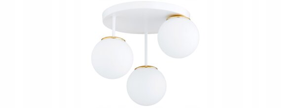 Deckenleuchte 3-flammig Glas Weiß Gold E27 B:30 cm Leuchte