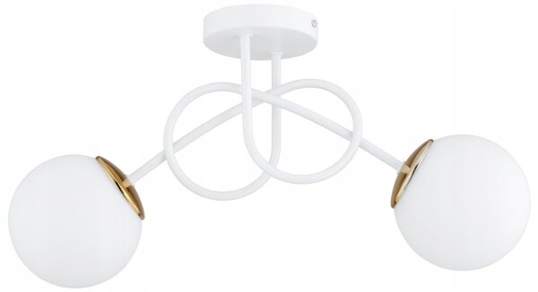 Deckenlampe Glas Weiß Gold E27 L:40 cm 2-flammig Modern Leuchte
