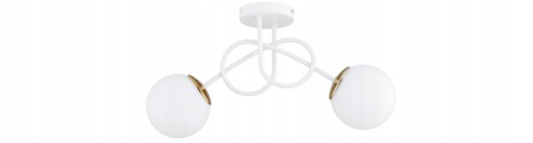 Deckenlampe Glas Weiß Gold E27 L:40 cm 2-flammig Modern Leuchte
