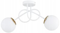 Deckenlampe Glas Wei&szlig; Gold E27 L:40 cm 2-flammig Modern