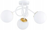 Deckenlampe Wei&szlig; Gold Glas 3-flammig E27 L:50 cm Modern