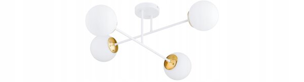 Deckenleuchte 4-flammig Glas Weiß Gold E27 B:70 cm Leuchte