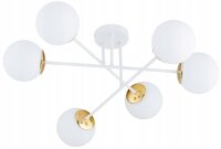Deckenleuchte 6-flammig Glas Wei&szlig; Gold E27 B:70 cm