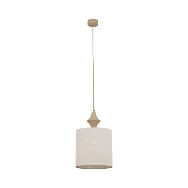 Pendelleuchte Stoff Metall Sandfarben Grau E27 Ø25 cm