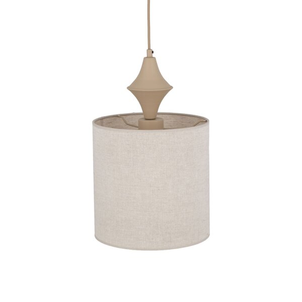 Pendelleuchte Stoff Metall Sandfarben Grau E27 Ø25 cm