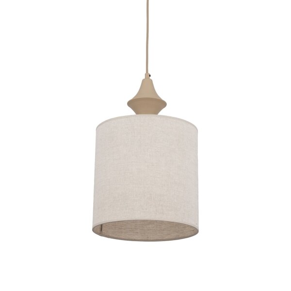 Pendelleuchte Stoff Metall Sandfarben Grau E27 Ø25 cm