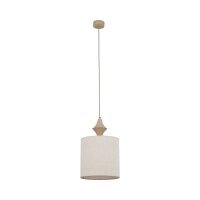 Pendelleuchte Stoff Metall Sandfarben Grau E27 Ø25 cm