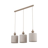 Pendelleuchte Stoff Metall Sandfarben Grau E27 L:105 cm
