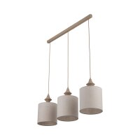 Pendelleuchte Stoff Metall Sandfarben Grau E27 L:105 cm