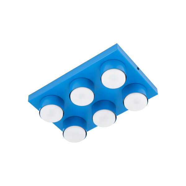 Deckenleuchte 6-flammig Metall Blau GX53 L:35 cm modern