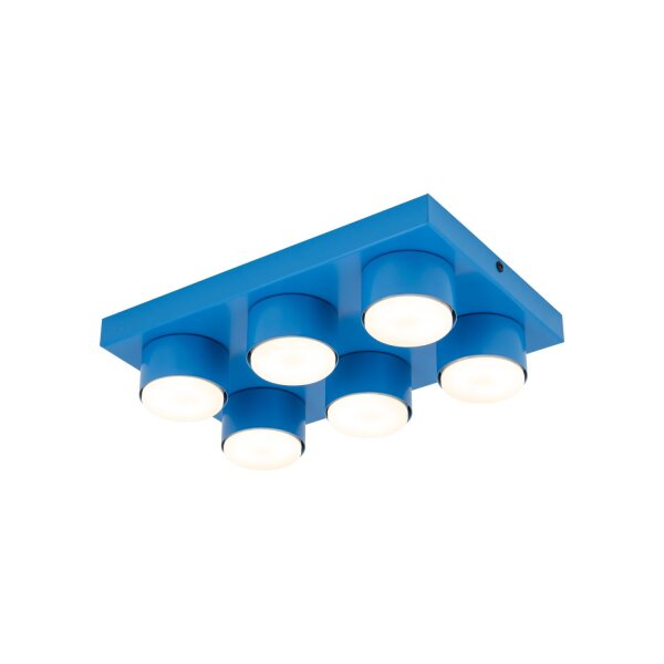 Deckenleuchte 6-flammig Metall Blau GX53 L:35 cm modern