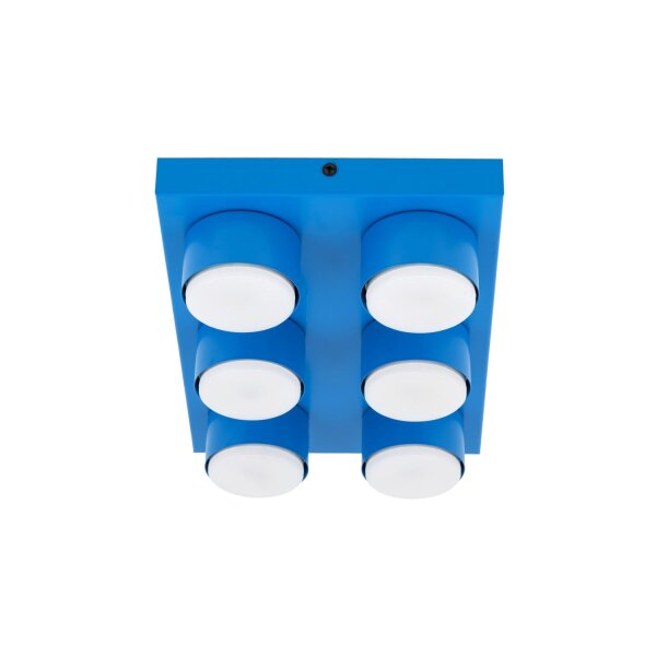 Deckenleuchte 6-flammig Metall Blau GX53 L:35 cm modern