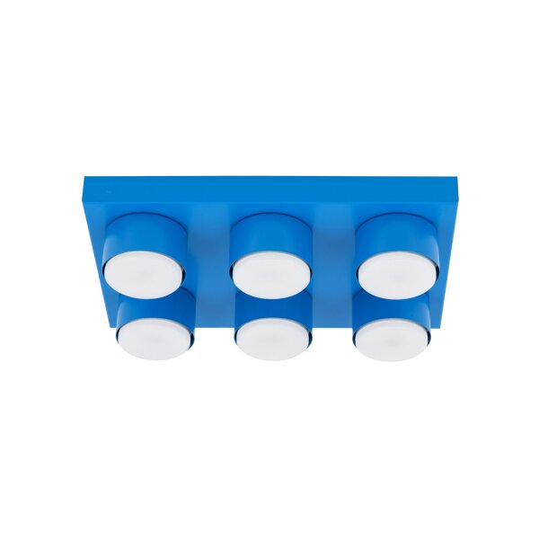 Deckenleuchte 6-flammig Metall Blau GX53 L:35 cm modern