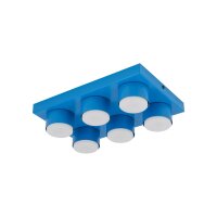 Deckenleuchte 6-flammig Metall Blau GX53 L:35 cm modern