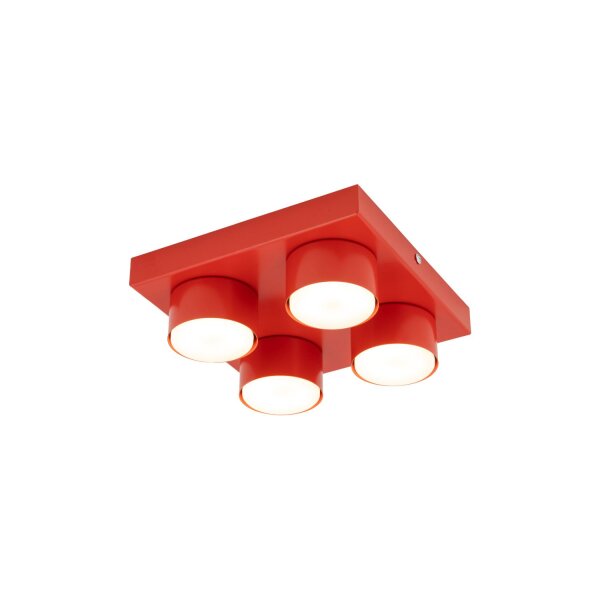 Deckenleuchte 4-flammig Metall Rot GX53 B:23,5 cm