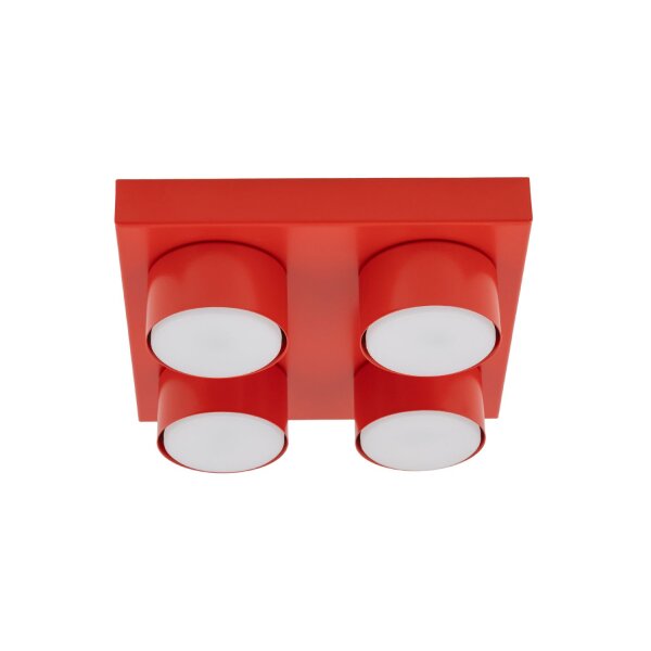 Deckenleuchte 4-flammig Metall Rot GX53 B:23,5 cm