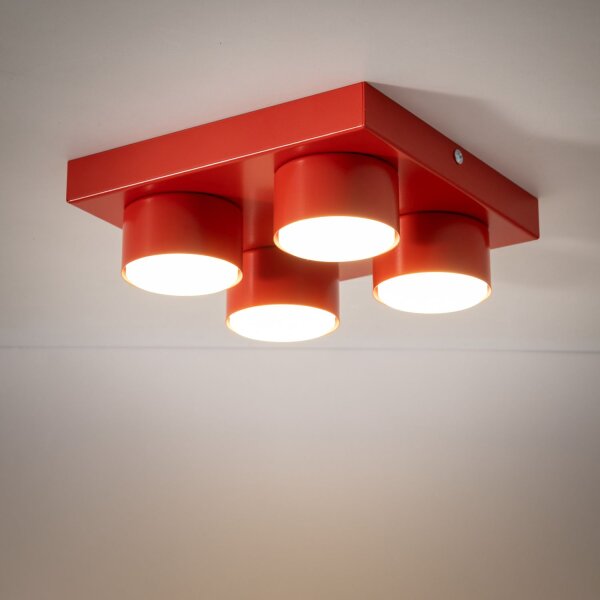 Deckenleuchte 4-flammig Metall Rot GX53 B:23,5 cm