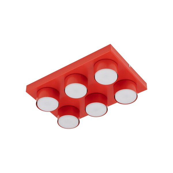 Deckenleuchte 6-flammig Metall Rot GX53 L:35 cm Modern