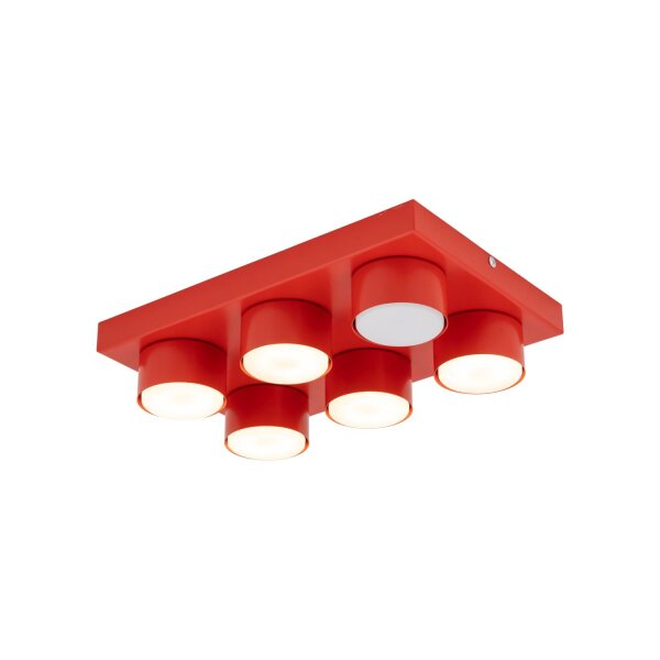 Deckenleuchte 6-flammig Metall Rot GX53 L:35 cm Modern