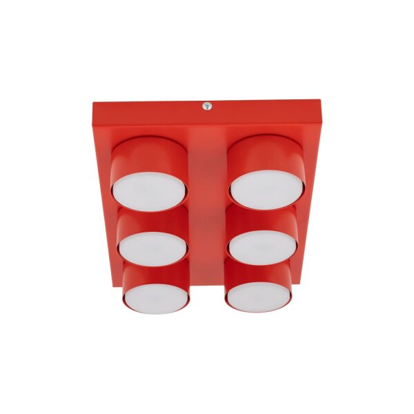 Deckenleuchte 6-flammig Metall Rot GX53 L:35 cm Modern