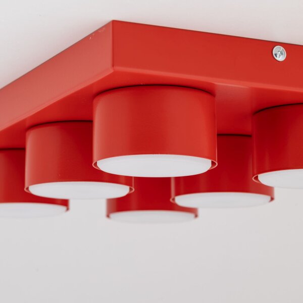 Deckenleuchte 6-flammig Metall Rot GX53 L:35 cm Modern