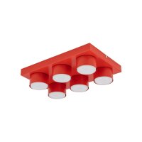 Deckenleuchte 6-flammig Metall Rot GX53 L:35 cm Modern