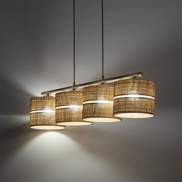Pendelleuchte 4-flammig Bast Sandfarben E27 L:95 cm