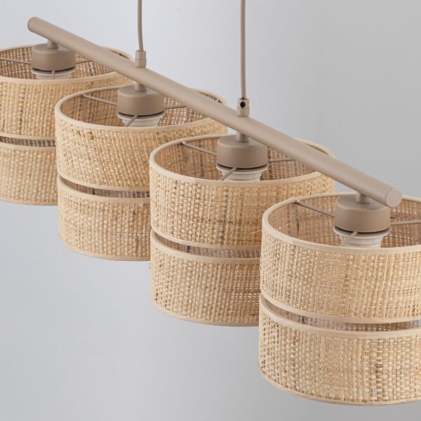 Pendelleuchte 4-flammig Bast Sandfarben E27 L:95 cm