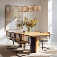 Pendelleuchte 4-flammig Bast Sandfarben E27 L:95 cm