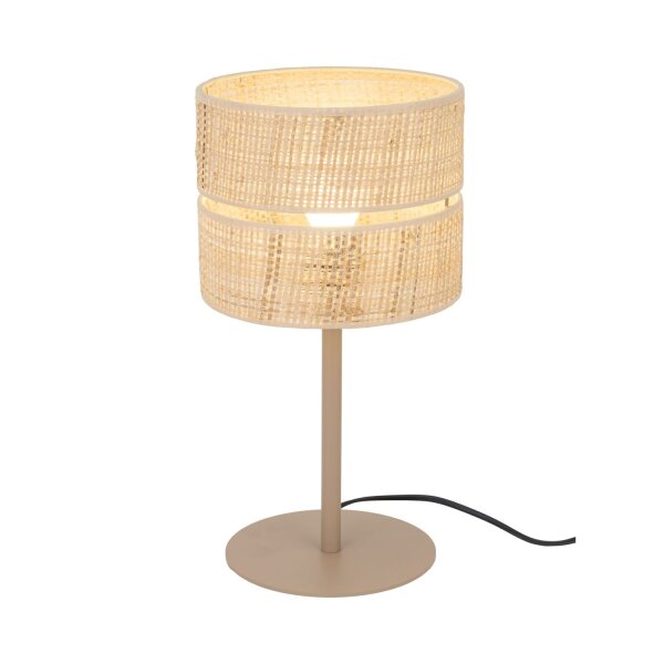 Tischlampe Bast Metall Sandfarben E27 H:38 cm blendarm