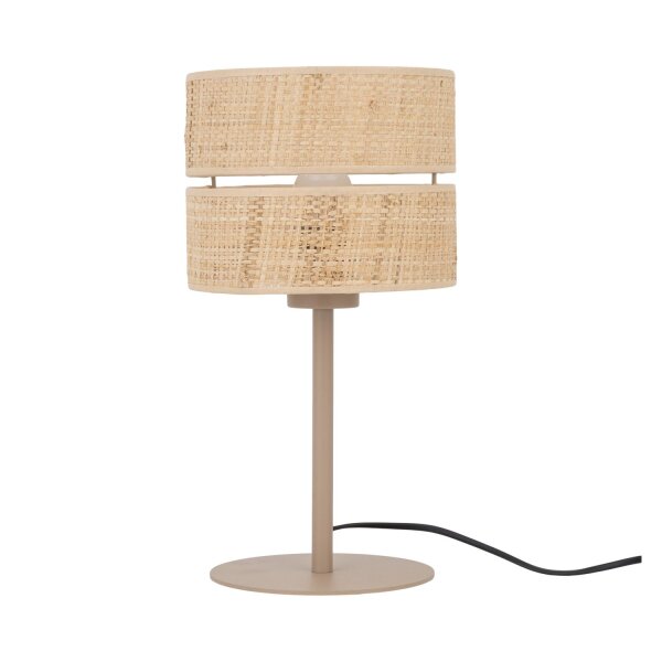 Tischlampe Bast Metall Sandfarben E27 H:38 cm blendarm
