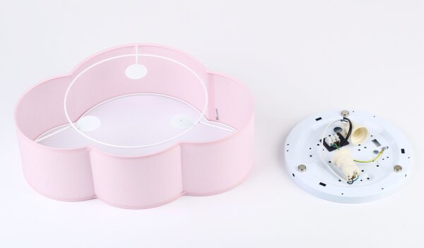 Deckenleuchte 2-flammig Stoff Rosa E27 B:43 cm blendarm