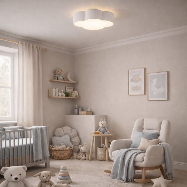 Deckenlampe 2-flammig Stoff Weiß E27 B:43 cm dekorativ