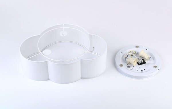 Deckenlampe 2-flammig Stoff Weiß E27 B:43 cm dekorativ