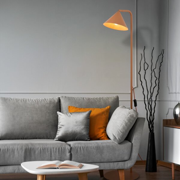 Stehleuchte verstellbar Metall Orange E14 H:141 cm